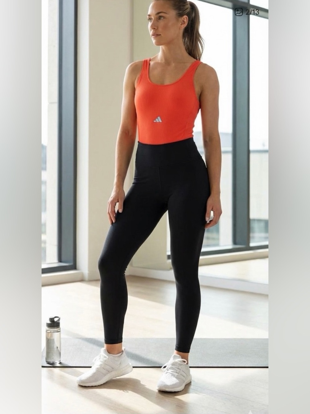 Adidas Ribbed Bodysuit in Poppy Red